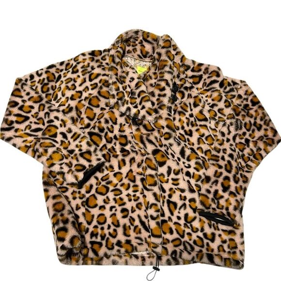 Playing for Keeps Faux Fur Leopard Print Pullover Sweater Womens Size Large NWOT - Picture 3 of 13